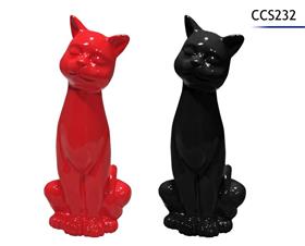 CHAT POLYRESINE 14X13X32CM