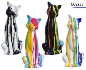 CHAT POLYRESINE 14X13X32CM