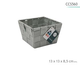 CORBEILLE GRIS 13X13X8.5CM