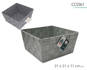 CORBEILLE GRIS 21X21X11CM