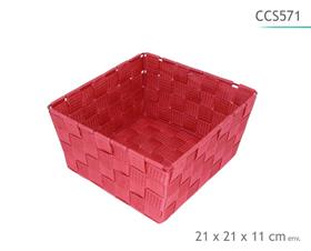 CORBEILLE ROUGE 21X21X11CM