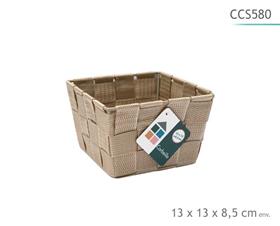 CORBEILLE TAUPE 13X13X8.5CM