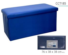 POUF DOUBLE PLIABLE PU BLEU*