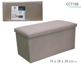 POUF DOUBLE PLIABLE PU TAUPE