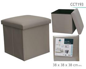 POUF PLIABLE PU TAUPE