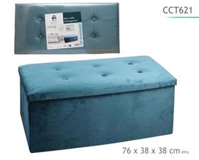 POUF DOUBLE PLIABL VELOUR BLEU