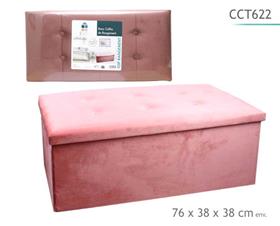 POUF DOUBLE PLIABL VELOUR ROSE