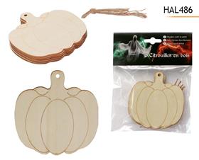 CITROUILLE BOIS 9.5X10CM X6PCE