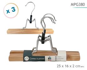 CINTRES PINCES BOIS X3 25CM