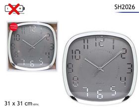 HORLOGE CARREE GRISE 31X31CM
